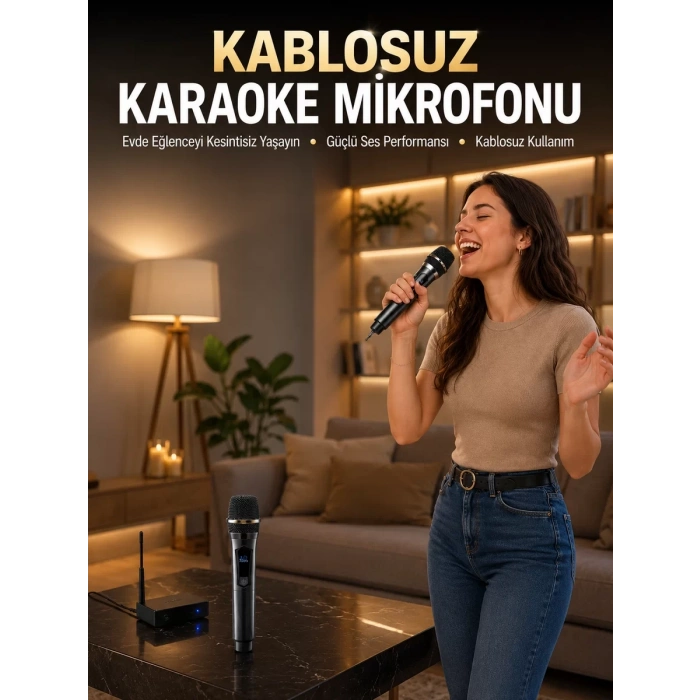 Profesyonel Kablosuz Mikrofon Seti Çift Mikrofonlu
