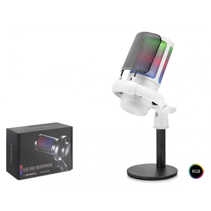 Profesyonel Mikser Kontrollü Gaming Rgb Mikrofon 24 Bit Çinko Alaşım Gövde Type-C - Beyaz ME6SW