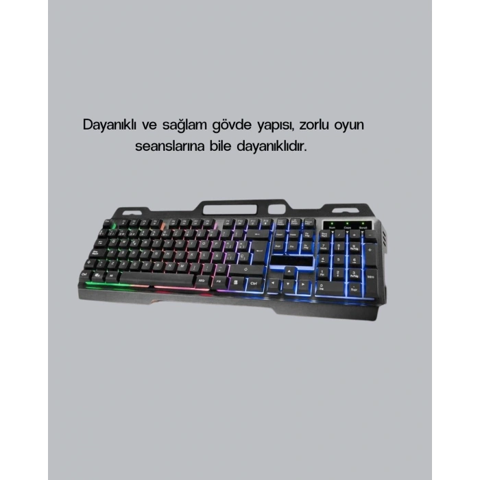 Profesyonel Oyuncu Klavye Mouse Seti – RGB Işıklı Türkçe Q DPI Ayarlı Dayanıklı Gövde