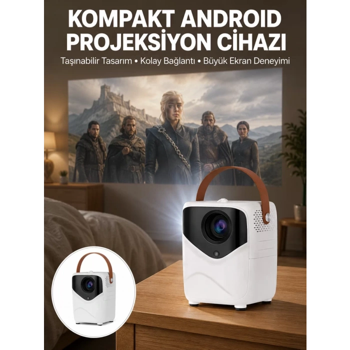 Projeksiyon Ev Sineması Bluetooth 4k HD Kaliteli Görüntü Kumandalı Yeni Nesil