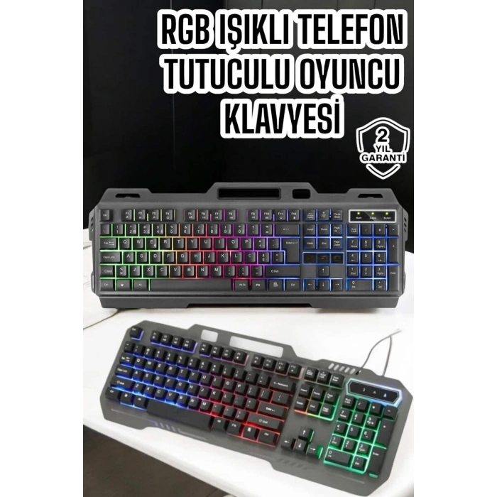 Q Klavye RGB Işıklı Klavye Ve Mouse Seti Kablolu Mouse Hediyeliş