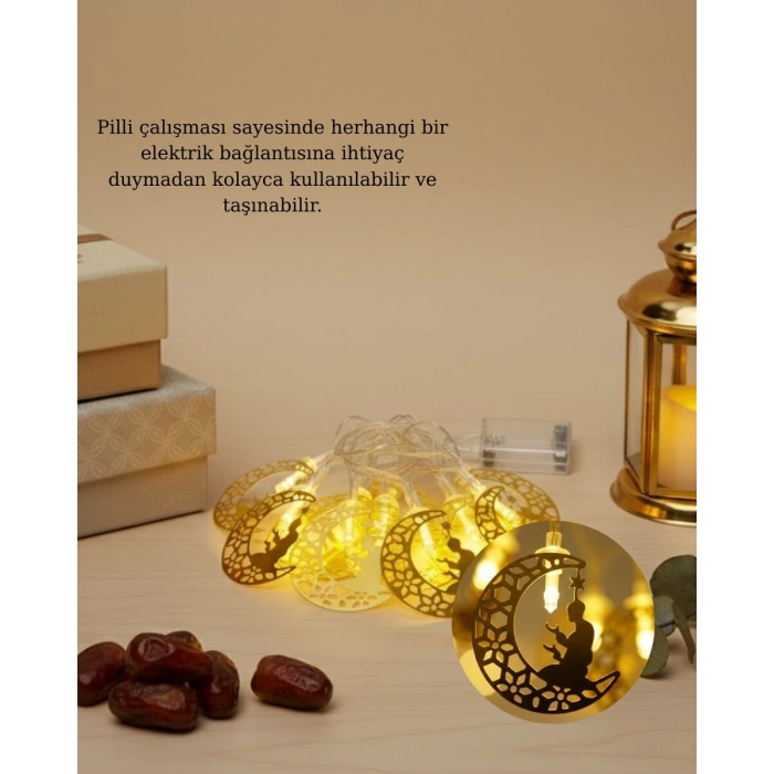 Ramazan Temalı Ay İçinde Secde Eden Adam LED Peri Işığı
