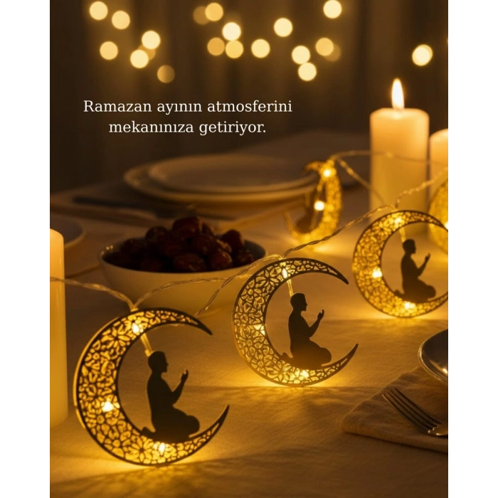Ramazan Temalı Ay İçinde Secde Eden Adam LED Peri Işığı