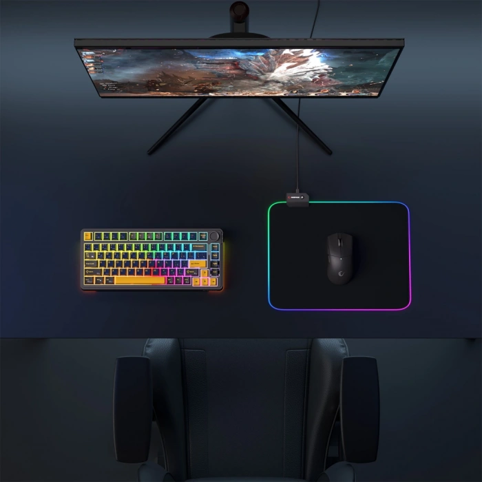 Rampage MP-21 PULSAR M RGB 252x328x3mm RGB Led Gaming MOUSE PAD (Siyah)(1923)