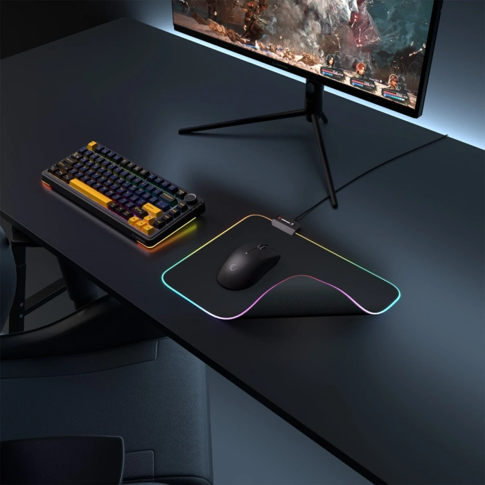 Rampage MP-21 PULSAR M RGB 252x328x3mm RGB Led Gaming MOUSE PAD (Siyah)(1923)