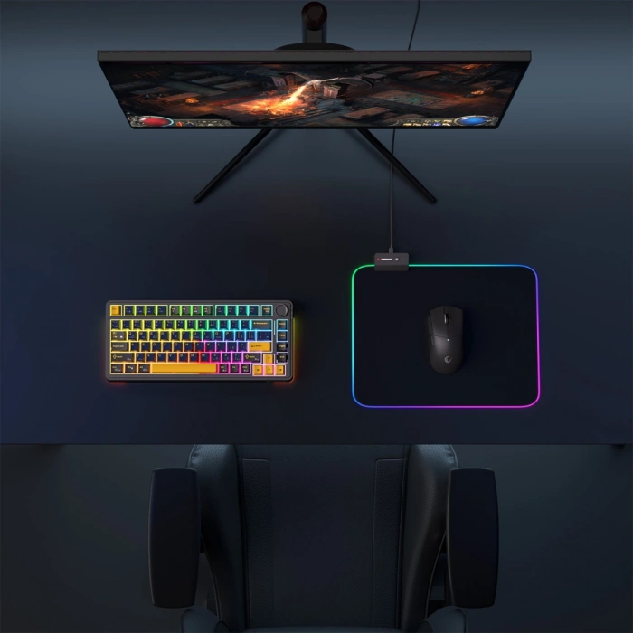 Rampage MP-23 BLITZ M RGB 252x328x3mm RGB Led Gaming MOUSE PAD (Siyah)(1923)