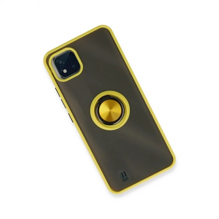Realme C11 2021 Kılıf Montreal Yüzüklü Silikon Kapak - Sarı