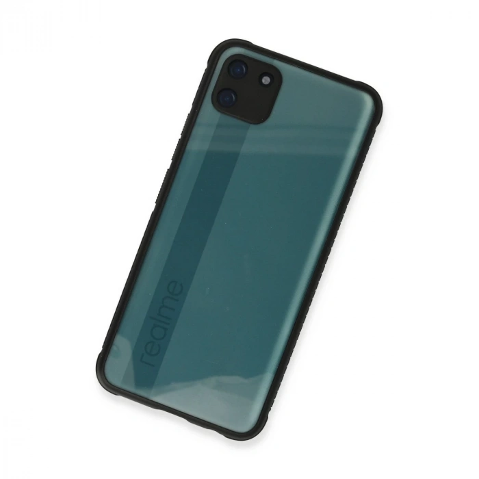 Realme C11 Kılıf Miami Şeffaf Silikon - Siyah