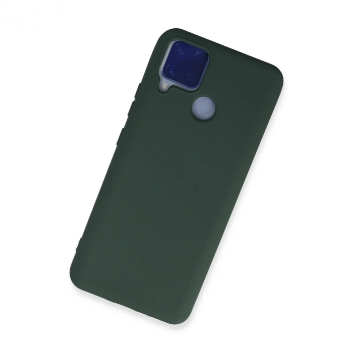 Realme C15 Kılıf Nano İçi Kadife Silikon - Koyu Yeşil