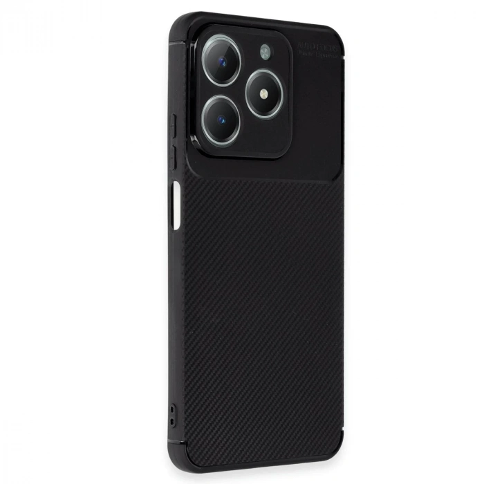 Realme C61 Kılıf Auto Focus Karbon Kapak - Siyah