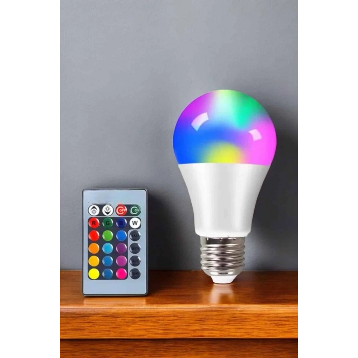 Renk Değiştirebilen RGB Işıklı Led Ampul A+Enerji 15 Watt Led Işık
