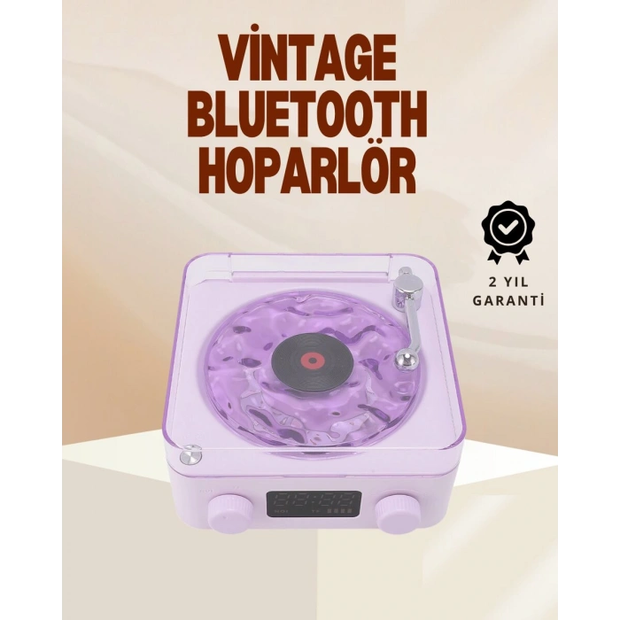 Retro Pikap Hoparlör – Şarjlı Kablosuz Projektör ve Gece Lambası