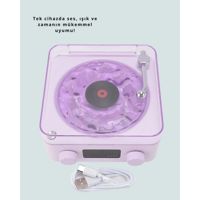 Retro Pikap Hoparlör – Şarjlı Kablosuz Projektör ve Gece Lambası