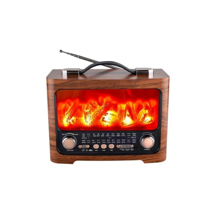 Retro Şömine Tasarımlı Bluetooth Hoparlör FM Radyo USB TF Kart Müzik Çalar