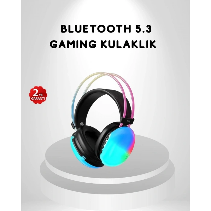 RGB Işıklı Kablosuz Kulaklık Bluetooth 5.3 800mAh Ergonomik IPX4 Dayanıklı