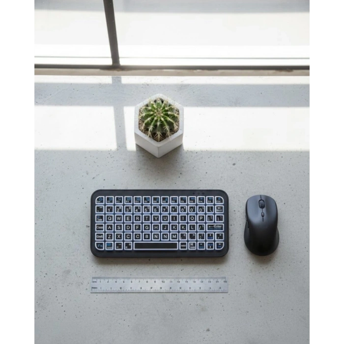 RGB Işıklı Kablosuz Mini Klavye 10 mm İnce Gövde
