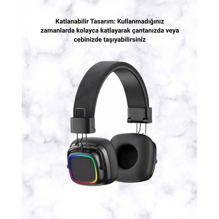 RGB Işıklı Katlanabilir Bluetooth 5.3 Kulak Üstü Kulaklık
