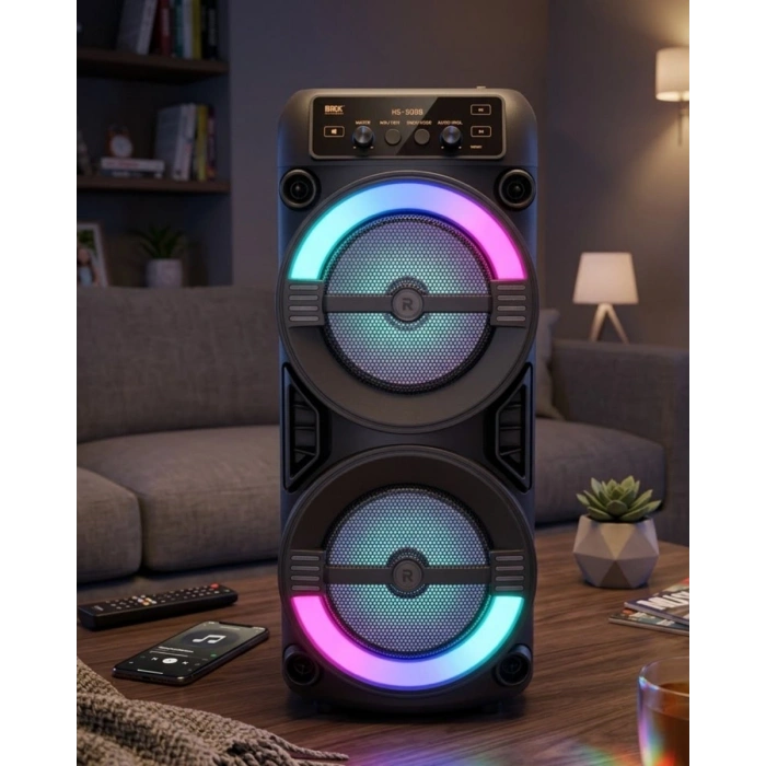 RGB Işıklı Taşınabilir Bluetooth Hoparlör Güçlü Stereo Ses