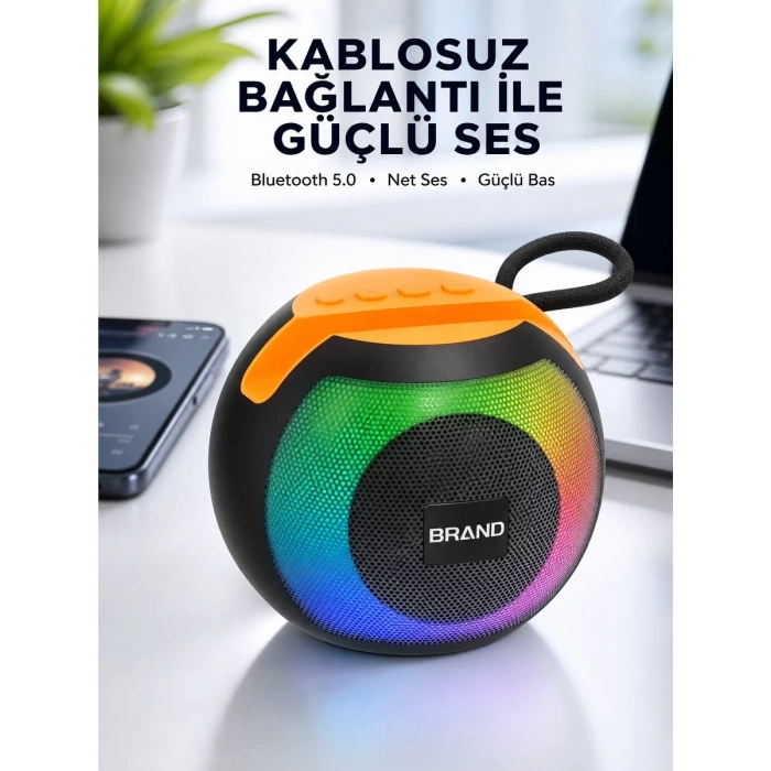 RGB Işıklı Taşınabilir Kablosuz Bluetooth Hoparlör Yeni Nesil
