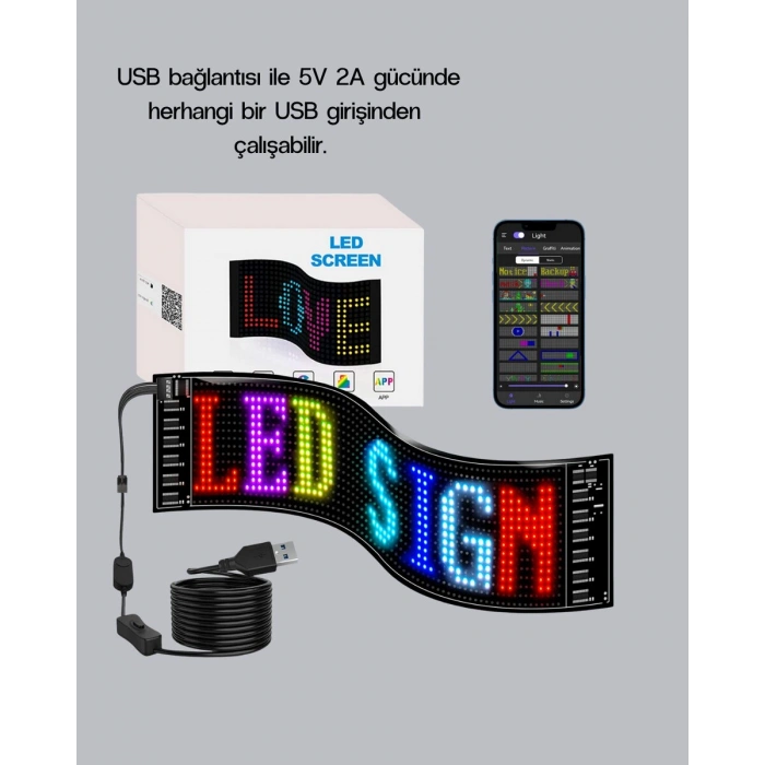 RGB LED Panel – USB Güç Girişli GIF ve Yazı Gösterimli Akıllı Ekran
