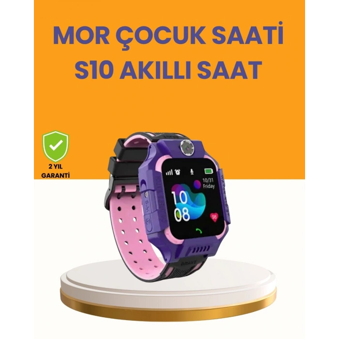 S10 Mor Akıllı Çocuk Saati Konum Takip ve Güvenlik Özellikli