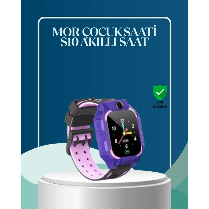 S10 Mor Çocuk Takip Saati Elektronik Bariyer ve Sesli Mesaj Destekli