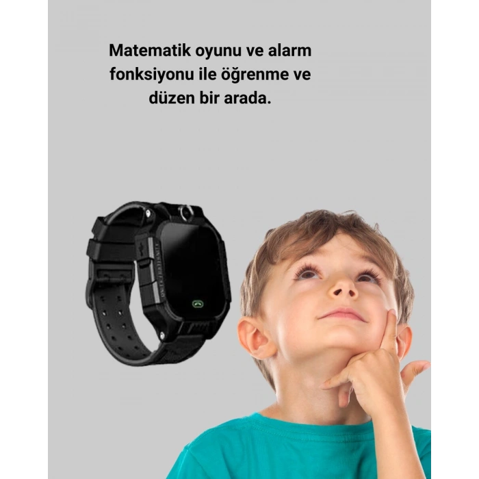 S10 Siyah Akıllı Çocuk Saati Anlık Konum Takibi ve Rota Geçmişi