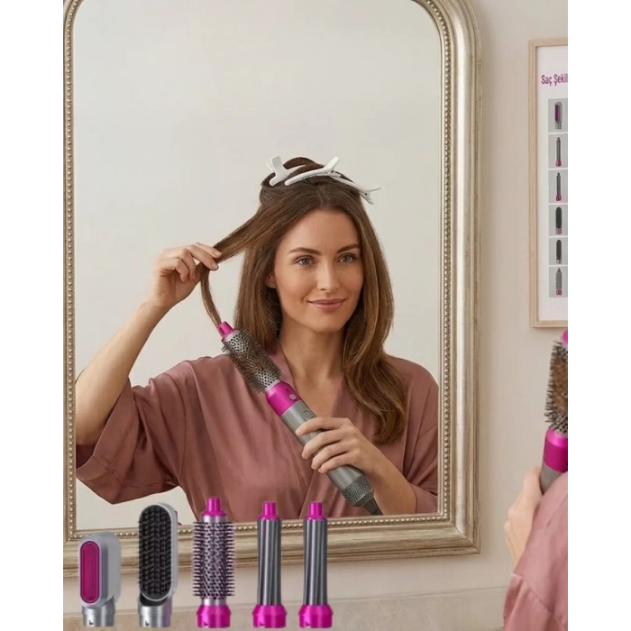 Saç Şekillendirici Set 5 Başlık Çok Yönlü Kullanım Güçlü Motor ve Pratik Tasarım