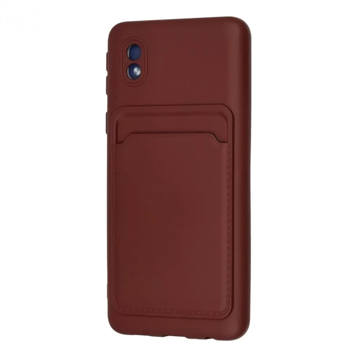 Samsung Galaxy A01 Core Kılıf Kelvin Kartvizitli Silikon - Bordo