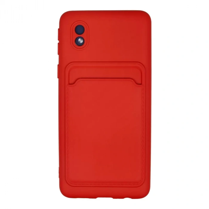 Samsung Galaxy A01 Core Kılıf Kelvin Kartvizitli Silikon - Kırmızı