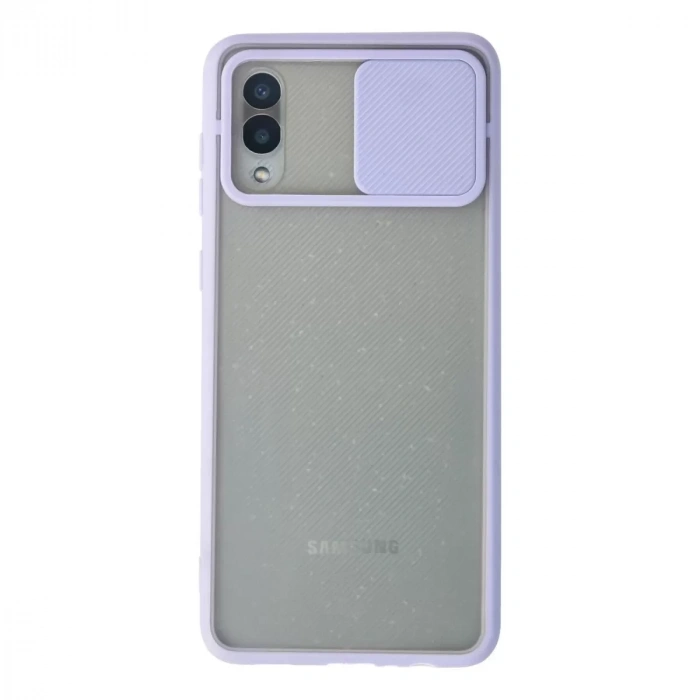 Samsung Galaxy A02 Kılıf Palm Buzlu Kamera Sürgülü Silikon - Lila