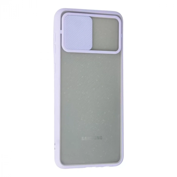 Samsung Galaxy A02 Kılıf Palm Buzlu Kamera Sürgülü Silikon - Lila