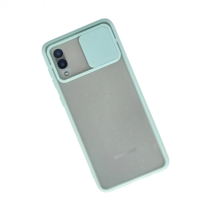 Samsung Galaxy A02 Kılıf Palm Buzlu Kamera Sürgülü Silikon - Turkuaz