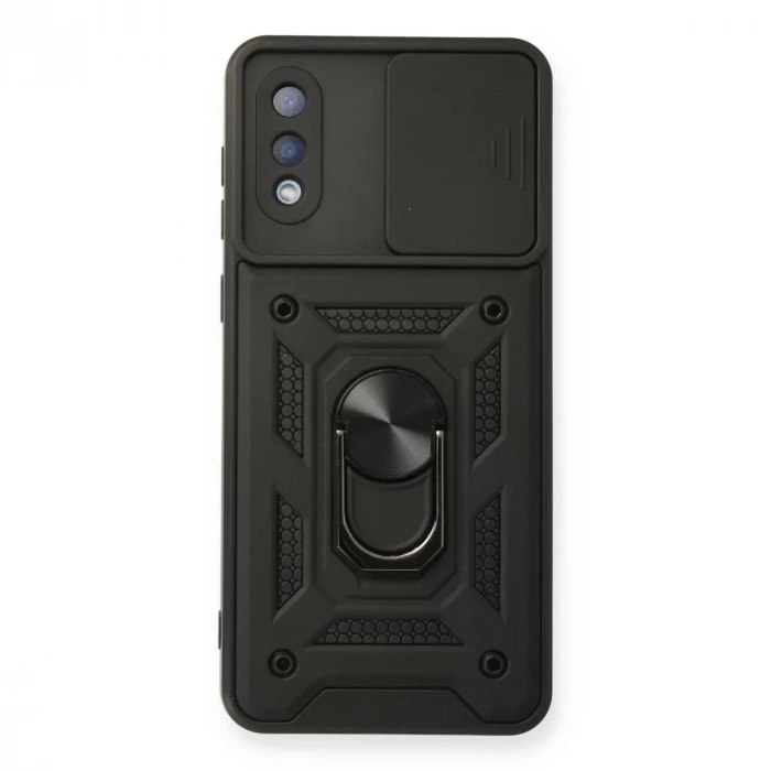 Samsung Galaxy A02 Kılıf Pars Lens Yüzüklü Silikon - Siyah
