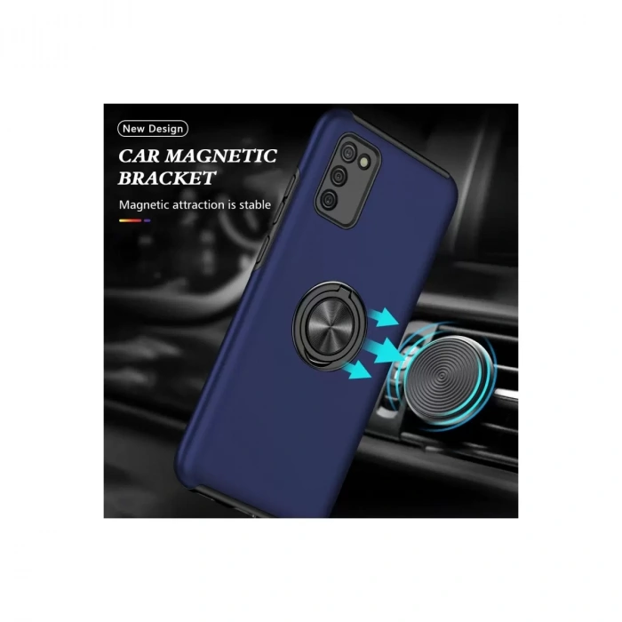 Samsung Galaxy A02s Kılıf Elit Yüzüklü Kapak - Lacivert