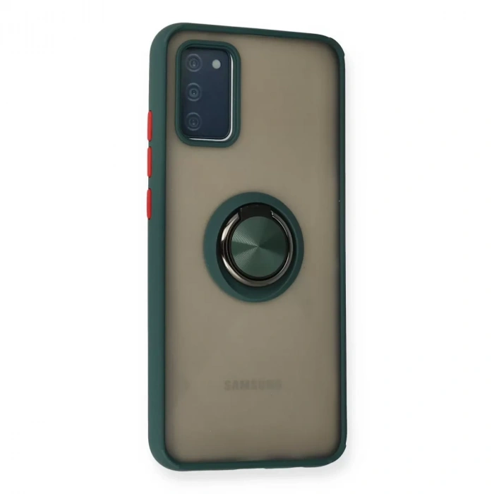 Samsung Galaxy A02s Kılıf Montreal Yüzüklü Silikon Kapak - Yeşil