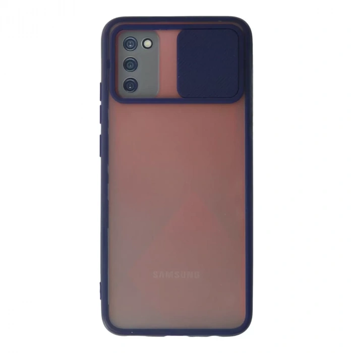 Samsung Galaxy A02s Kılıf Palm Buzlu Kamera Sürgülü Silikon - Lacivert