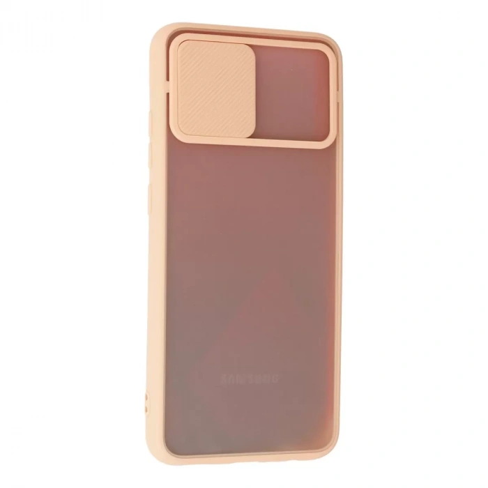 Samsung Galaxy A02s Kılıf Palm Buzlu Kamera Sürgülü Silikon - Pembe