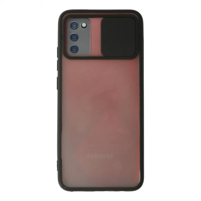 Samsung Galaxy A02s Kılıf Palm Buzlu Kamera Sürgülü Silikon - Siyah