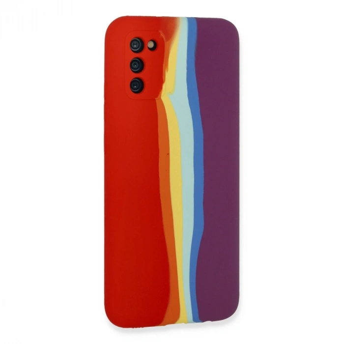 Samsung Galaxy A03s Kılıf Ebruli Lansman Silikon - Kırmızı-mor