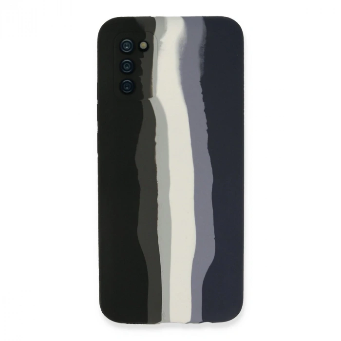 Samsung Galaxy A03s Kılıf Ebruli Lansman Silikon - Siyah-lacivert