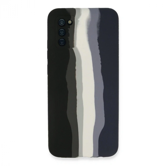 Samsung Galaxy A03s Kılıf Ebruli Lansman Silikon - Siyah-lacivert