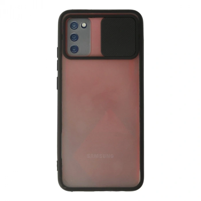 Samsung Galaxy A03s Kılıf Palm Buzlu Kamera Sürgülü Silikon - Siyah