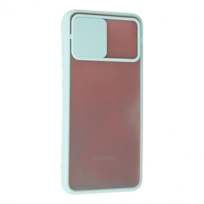 Samsung Galaxy A03s Kılıf Palm Buzlu Kamera Sürgülü Silikon - Turkuaz