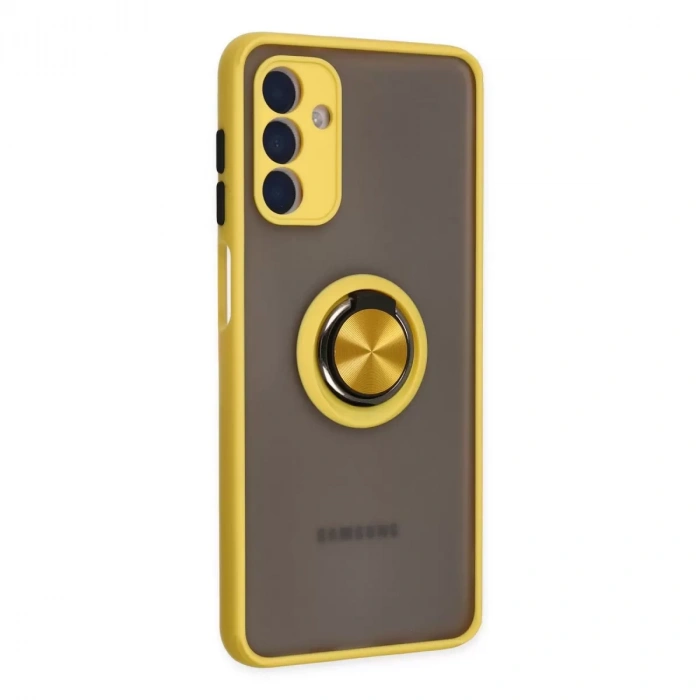 Samsung Galaxy A04s Kılıf Montreal Yüzüklü Silikon Kapak - Sarı
