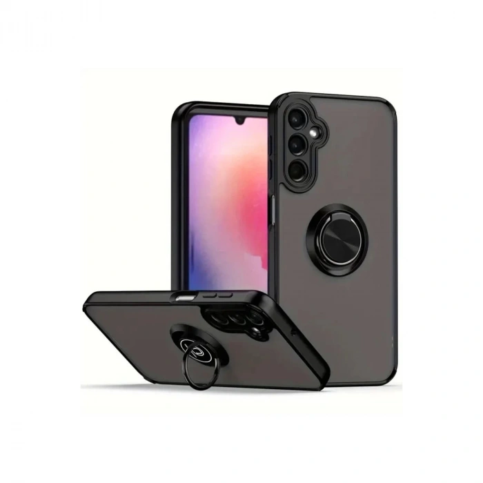 Samsung Galaxy A05s Kılıf Montreal Yüzüklü Silikon Kapak - Siyah