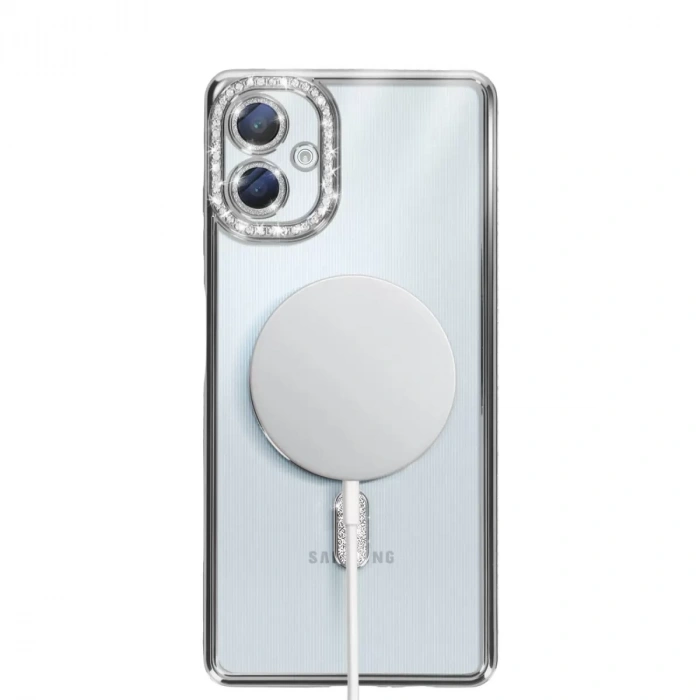 Samsung Galaxy A06 Joke Simli Magneticsafe Kılıf - Gümüş