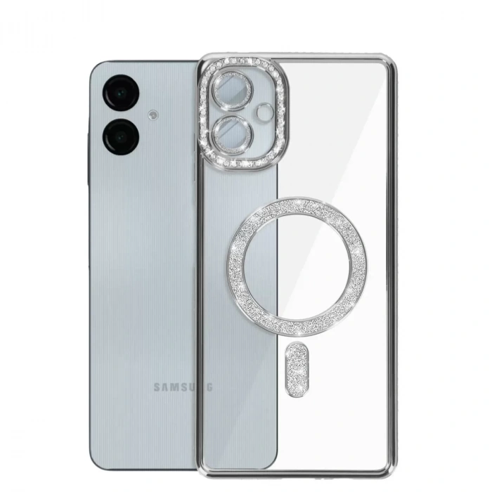 Samsung Galaxy A06 Joke Simli Magneticsafe Kılıf - Gümüş