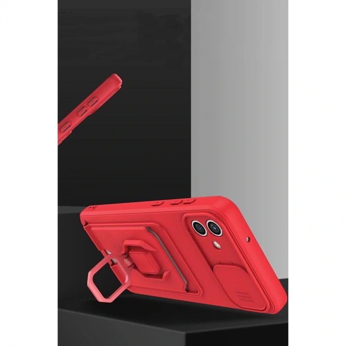 Samsung Galaxy A06 Kılıf Zuma Kartvizitli Yüzüklü Silikon - Pembe