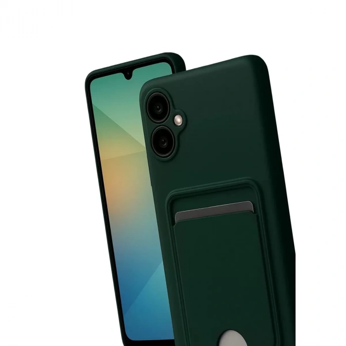 Samsung Galaxy A07 4g Kelvin Kartvizitli Silikon - Koyu Yeşil